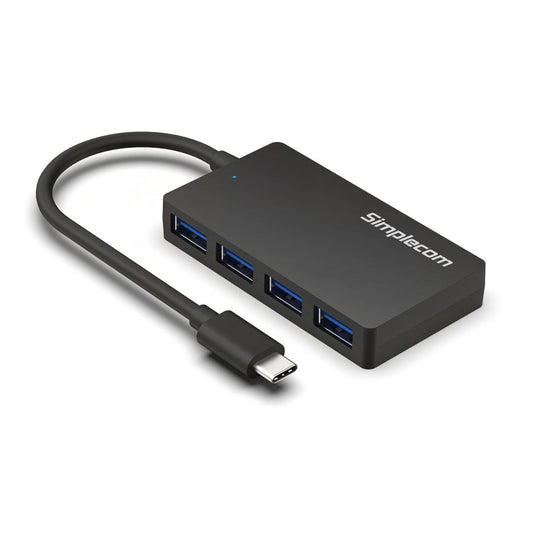Simplecom CH350 SuperSpeed USB-C to 4xtUSB-A Hub USB 3.2 Gen1, 5Gbps, plug & play, bus-powered, ABS, 76Ã41Ã11mm, 35g, 15cm cable, Win/macOS compatibe