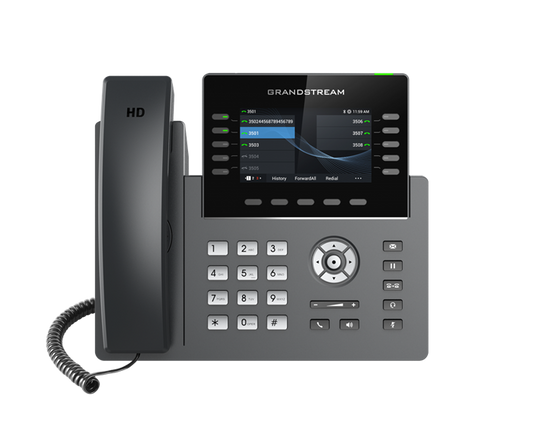 Grandstream GRP2615 10 Line IP Phone, 16 SIP Accounts, 480x272 Colour Screen, HD Audio, Powerable Via POE