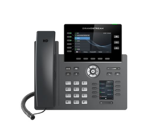 Grandstream GRP2616 6 Line IP Phone, 6 SIP Accounts, 480x272 Colour Screen, HD Audio, Integrated Bluetooth+WiFi, Powerable Via POE