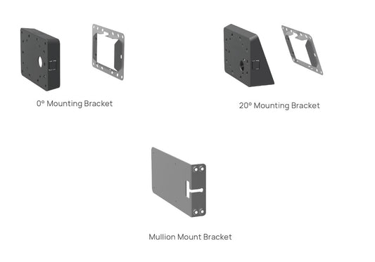 Yealink RoomPanel Mount Kits, Device Compatibility RoomPanel, 0Â° Mounting Bracket, 20Â° Mounting Bracket, Mullion Mount Bracket