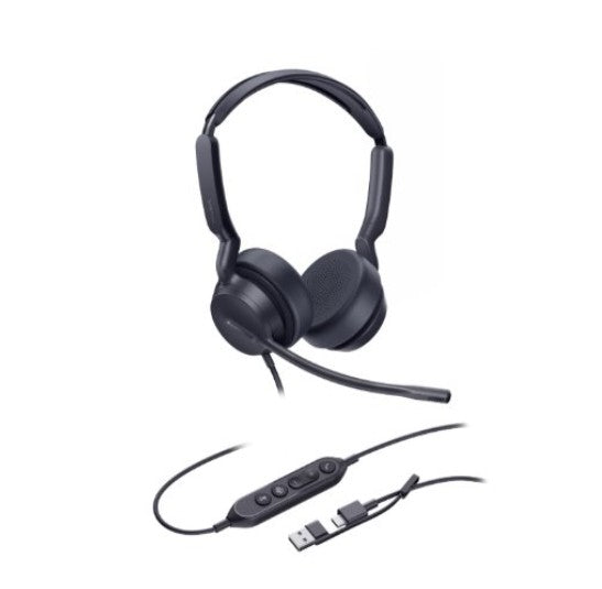 *LS Yealink UH42SE Dual UC USB-C/A, USB Wired Headset, Noise-Canceling Microphone, Leather Ear Cushions Control