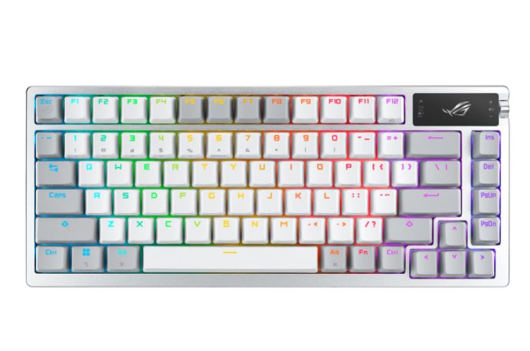 ASUS ROG AZOTH/US/PBT/WHT  (Snow Switch) Gaming Keyboard, OLED Display, NX Snow Switch, 75 Keys, Tri-mode Connection, White, Quiet
