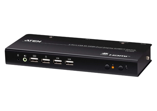 Aten Desktop 2-Port USB 4K HDMI Dual-Display KVMPâ¢ Switch, up to 4096 x 2160 @ 60 Hz, Video DynaSyncâ¢, (Cables included)