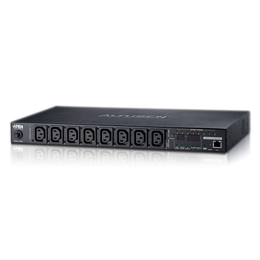 Aten 15A/10A 8-Outlet 1U Metered & Switched eco PDU, emote power outlet control (On, Off, Power Cycle) by individual outlets