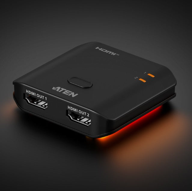 Aten Essential 2-Port 8K HDMI Splitter, EDID Syncâ¢, One HDMI source shares two 8K @ 60Hz / 4K @ 120Hz displays, LPCM 7.1, DolbyÂ® & DTS-HD Master Audio