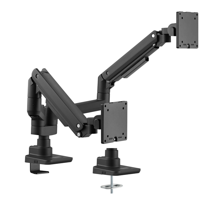 Brateck Fabulous Pole-Mounted Gas Spring Dual Monitor Arm Fit Most 17'-35' Monitors, Up to 20kg per screen VESA 75x75/100x100 Fine Texture Black ï¼LSï¼