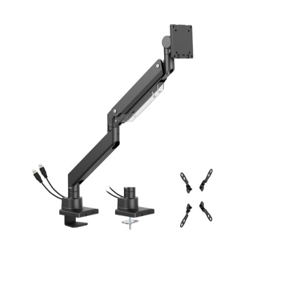 Brateck LDT80-C012UC Super Heavy-Duty Gas Spring Monitor Arm with USB-A and USB-C Ports For most 17'~57' Monitors, Matte Black(LS)