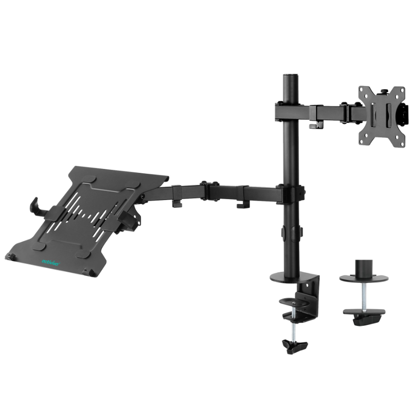 mbeatÂ® Dual-Screen Articulating Monitor Arm with Interchangeable Laptop Holder