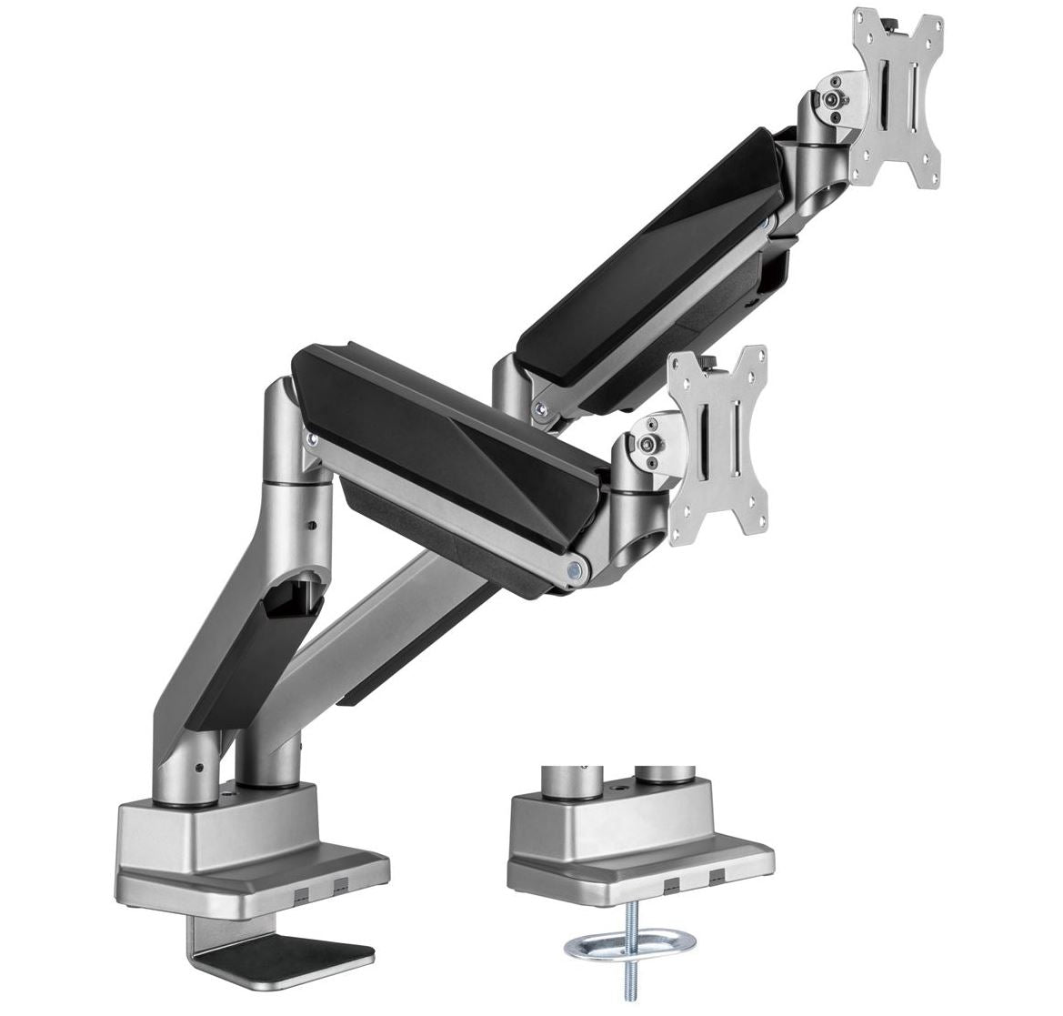 mbeatÂ® activiva Heavy Duty Dual Monitor Screen Gas Spring Monitor Arm Support:For monitors 17'-35ââ, each up to15kg.  Integrated 180Â° Rotation