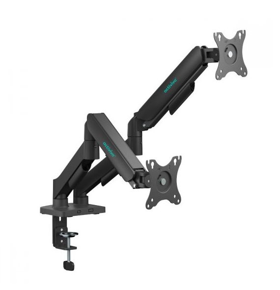 mbeatÂ® activiva Ergolife Dual-Screen Gas Spring Monitor Arm allows you to smoothly adjust the height,angle, and tilt of both screens with minimal