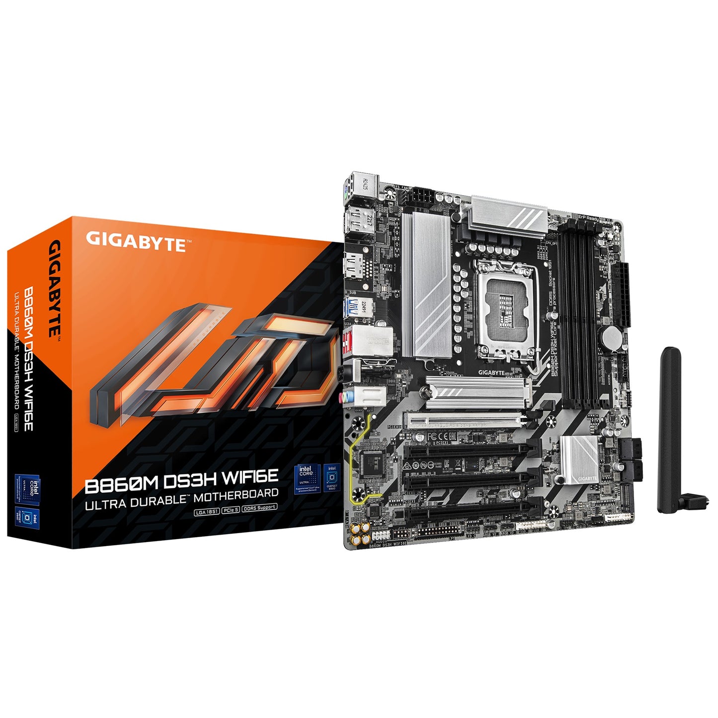 Gigabyte M/B B860M DS3H WIFI6E 2.2, Intel Â® B860, 4 x DDR5 up to 256 GB, 1x HDMI, 4 x PCI Express x16, 2 x M.2, 4 x SATA, 5x USB 3.2
