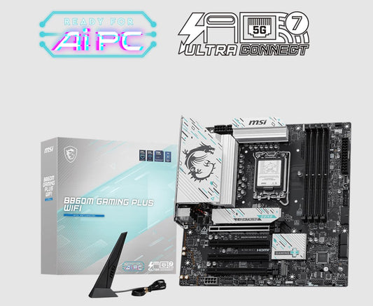 MSI B860M GAMING PLUS WIFI, INTEL B860, 4x DDR5 256GB, 1x HDMI, 4x PCI-E x16, 3x M.2, 4x SATA, 6x USB 2.0, IntelÂ® Killerâ¢ BE1750x Wi-Fi 7