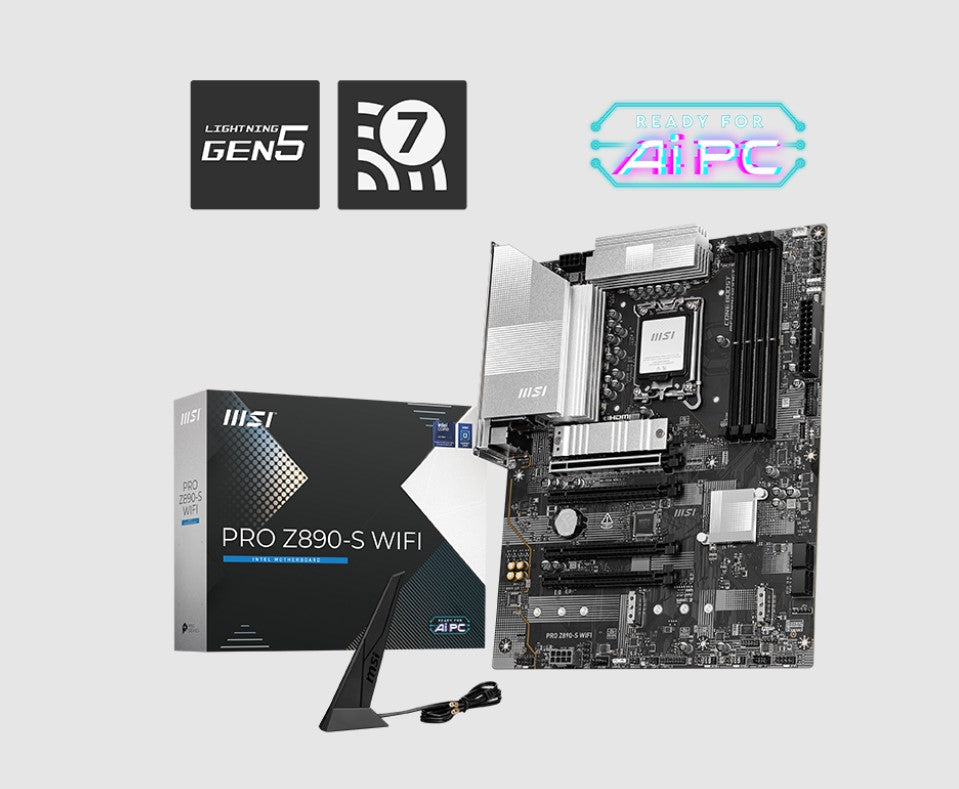 MSI PRO Z890-S WIFI, INTEL Z890, 4x DDR5 256GB, 1x HDMI, 4x PCI-E x16 slot, 3x M.2, 4x SATA, 4x USB 2.0, IntelÂ® Wi-Fi 7