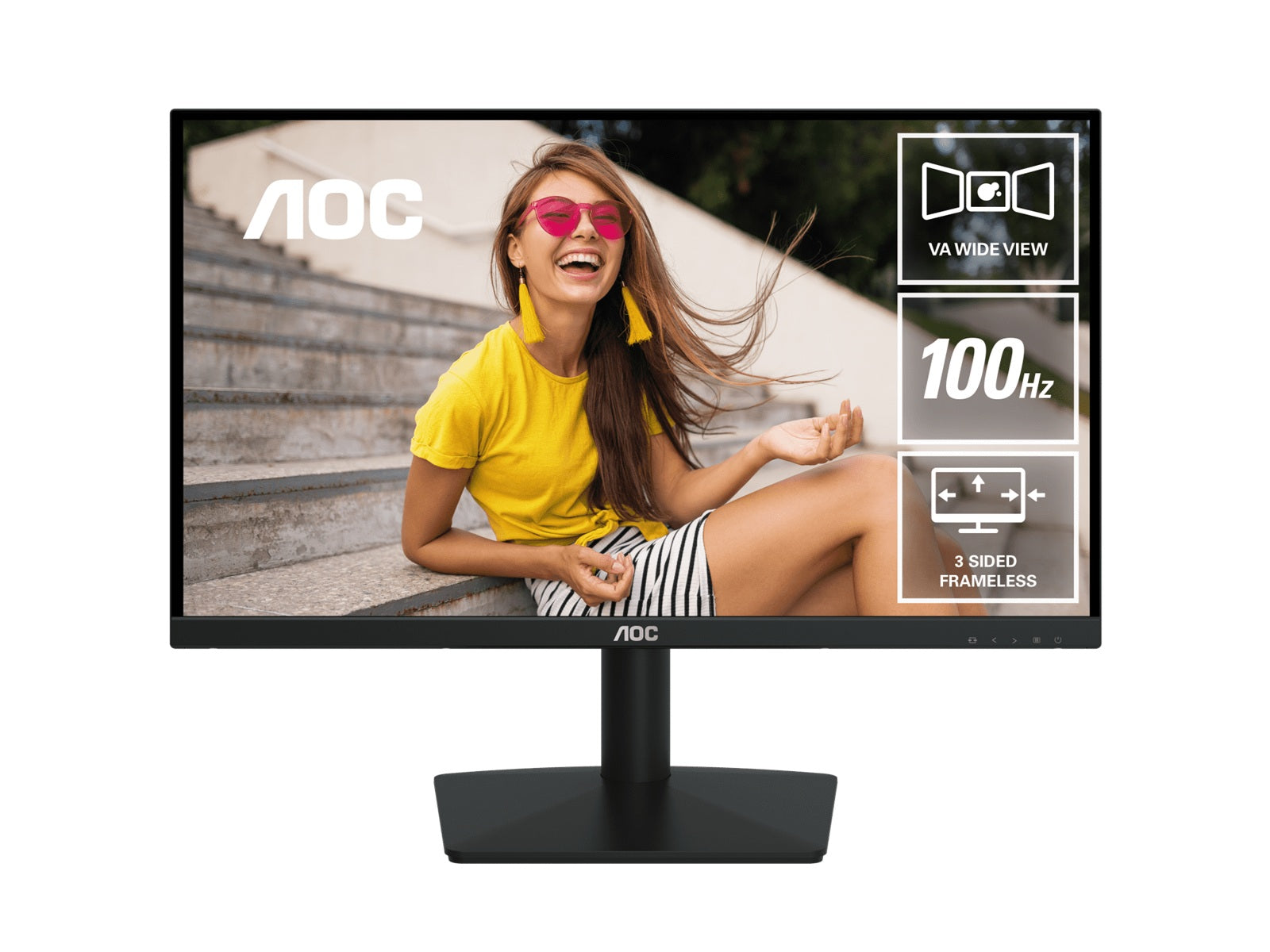AOC 21.45'100Hz 1920 Ã 1080 (FHD) VGA Ã 1 HDMI 1.4 Ã 1 AdaptiveSync 3-Sided Frameless Low Blue Mode, Office, POS, Business, Uni, Home Monitor