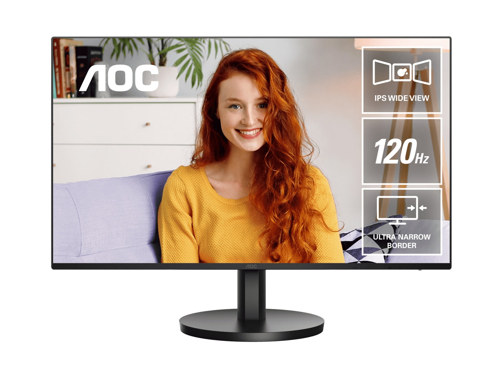 AOC 23.8' IPS 1ms 120hz, Ultra Slim, Speakers, Flicker Free, FHD 1920Ã1080@100Hz â HDMI, 1920Ã1080@60Hz â VGA. VESA 100 x 100, Earphone.Office Monitor