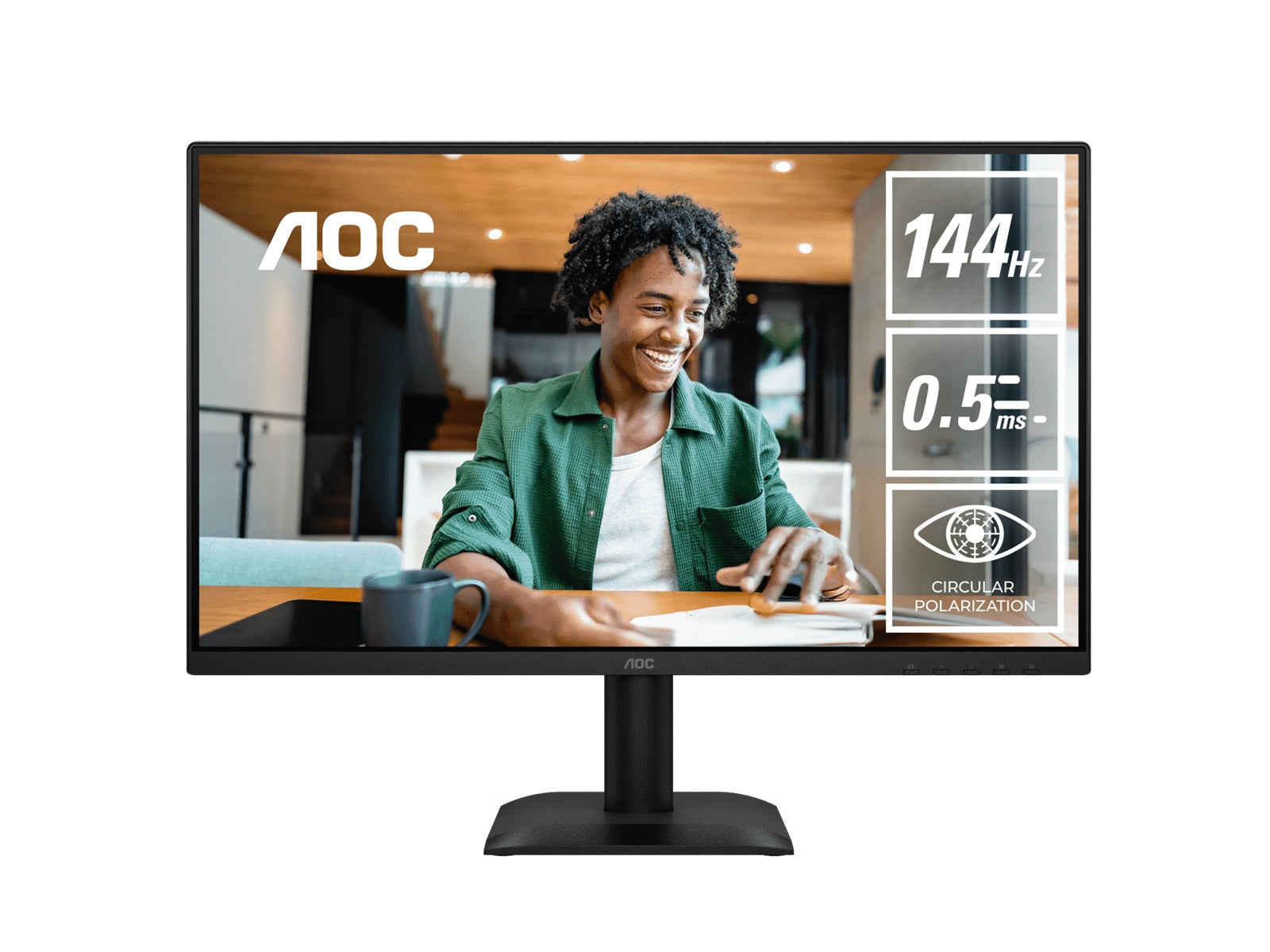 AOC 23.8' IPS, 1920Ã1080@144Hz, 4ms GtG, 300â¯cd/mÂ², 1500:1, 178Â° VA, sRGB 112%, HDMI/DP, tilt -5Â°~23Â°, 16.7M colors, 16W (LS)