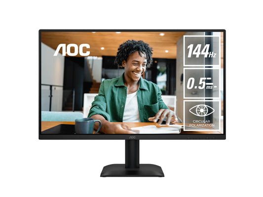AOC 23.8' IPS, 1920Ã1080@144Hz, 4ms GtG, 300â¯cd/mÂ², 1500:1, 178Â° VA, sRGB 112%, HDMI/DP, tilt -5Â°~23Â°, 16.7M colors, 16W (LS)