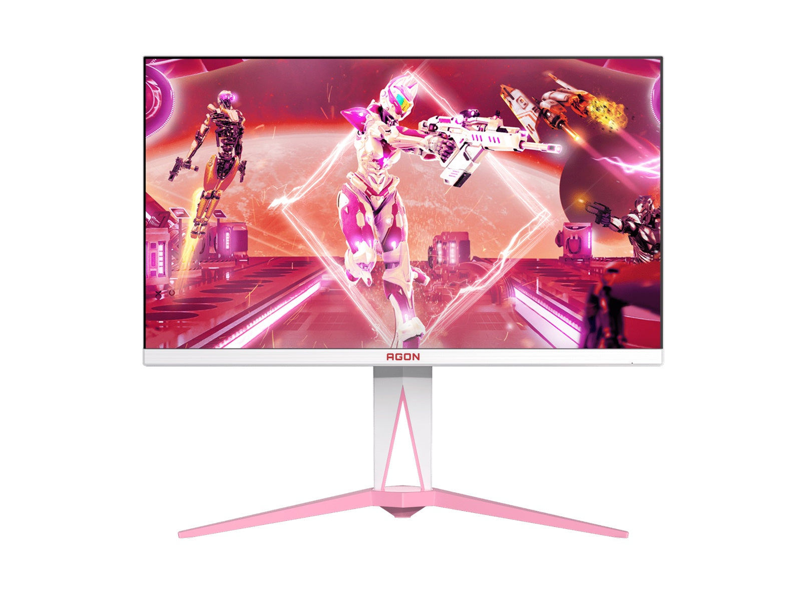 AOC AGON 27' QHD Gaming Monitor â 170Hz QHD IPS, 1ms GtG, 1.07B colors, Delta E<2, HDMI 2.0, DP 1.4, USB hub, pink & white design, height adjustable