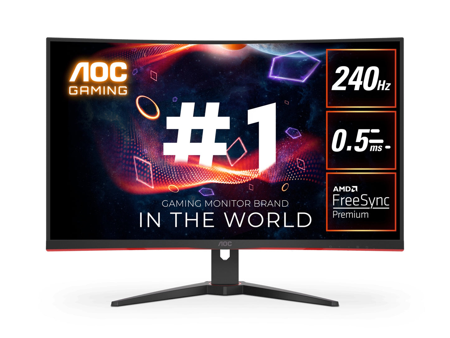 AOC 31.5' Curved Monitor (C32G2ZE) â FHD 240Hz VA, 0.5ms, 1500R curve, 123% sRGB, DP 1.2, HDMI 2.0, Delta E<2, tilt adjustable, 3000:1 contrast