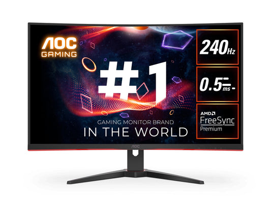 AOC 31.5' Curved Monitor (C32G2ZE) â FHD 240Hz VA, 0.5ms, 1500R curve, 123% sRGB, DP 1.2, HDMI 2.0, Delta E<2, tilt adjustable, 3000:1 contrast