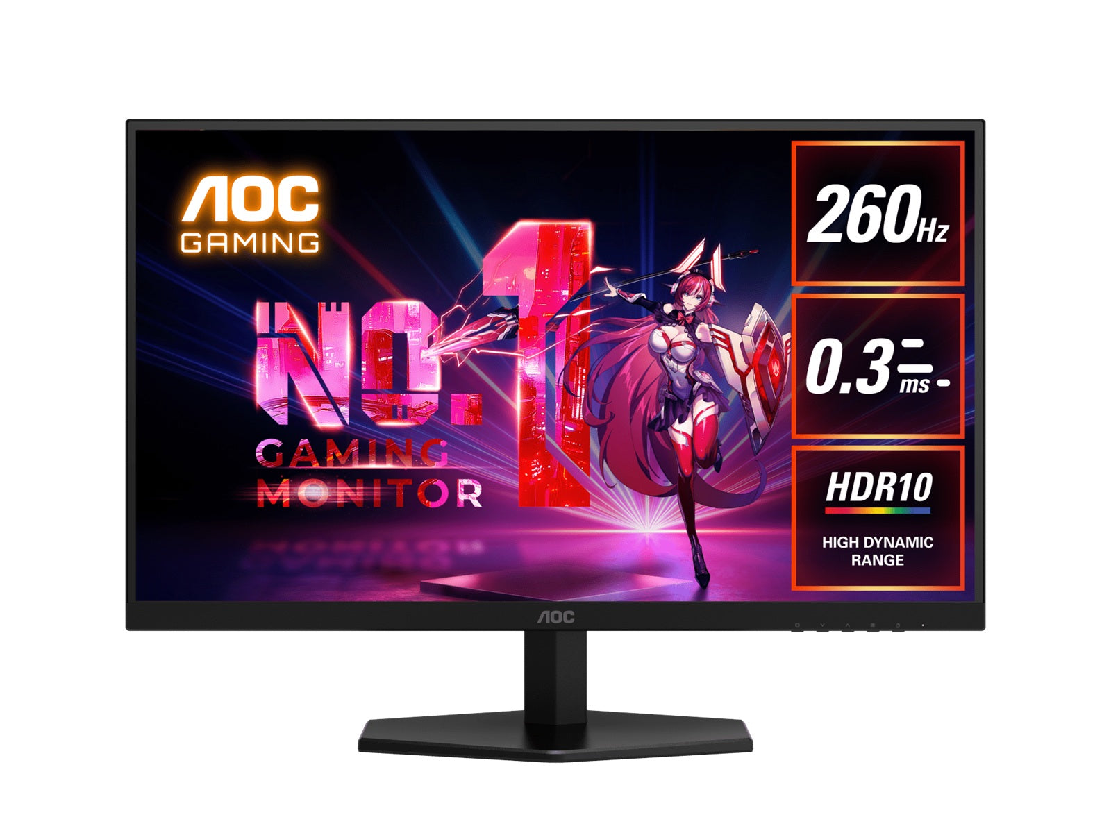 AOC 27' 260Hz Gaming Monitor : Fast IPS panel, 2560Ã1440 @ 260Hz, 0.3ms MPRT, 120% sRGB, 98.5% DCI-P3, 300 nits, DP & HDMI, tilt stand