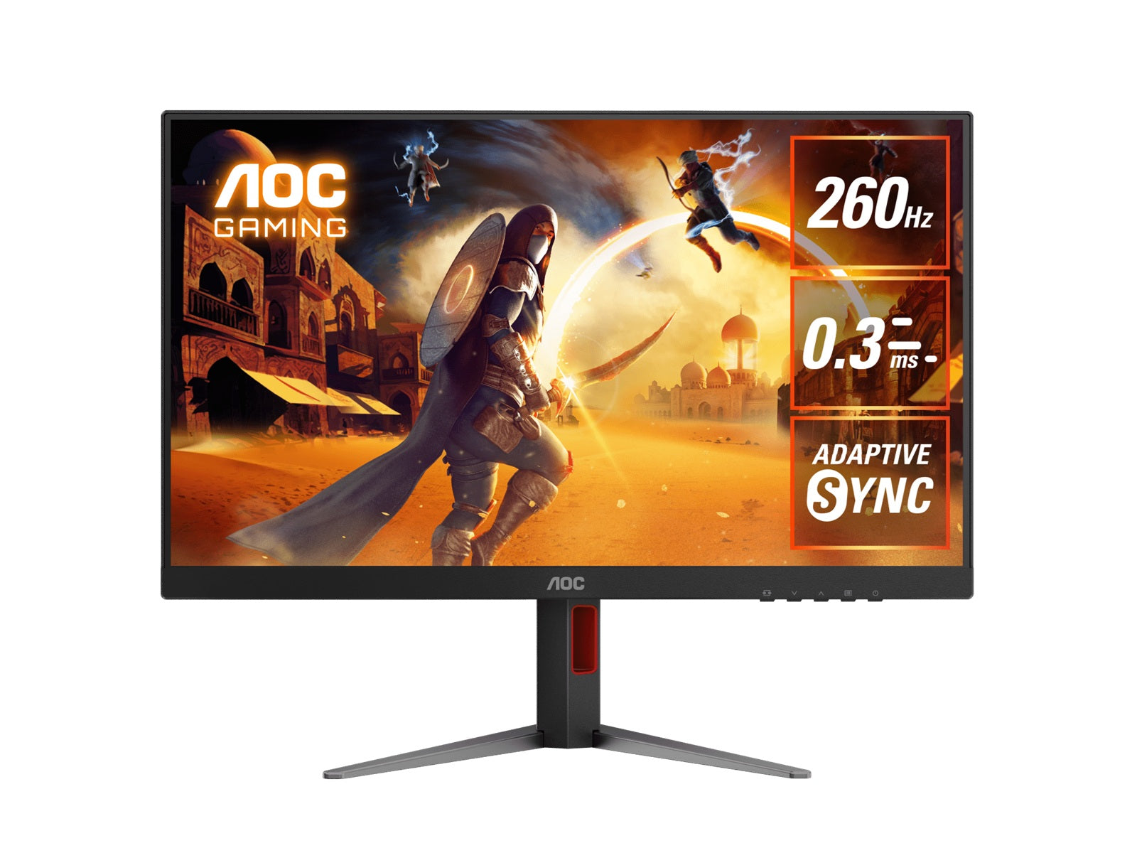 AOC 27' Gaming Monitor â QHD 260Hz (OC), 0.3ms MPRT, IPS panel, 118% sRGB, 1.07B colors, DP 1.4+DSC, HDMI 2.0, Delta E<2, fully adjustable stand (LS)