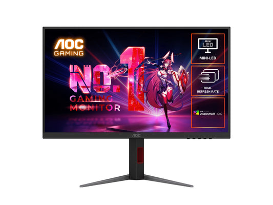 AOC 27' Mini-LED Gaming Monitor â 4K@160Hz / FHD@320Hz, 1ms GtG, 1152-zone Mini-LED, VESA mount, 1.07B colors, Delta E<2, HDMI 2.1, DP 1.4, USB hub