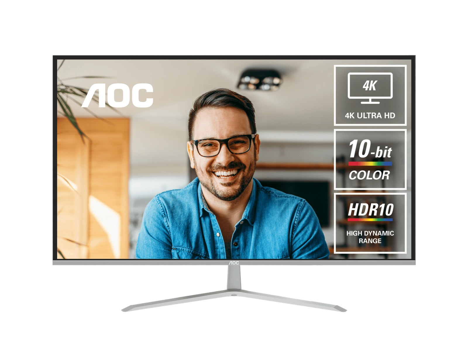 AOC 31.5' 4K Monitor â UHD 3840Ã2160 @60Hz, VA panel, 4ms GtG, 124% sRGB, DP 1.4, HDMI 2.0, 1.07B colors, Delta E<2, tilt adjustable (LS)