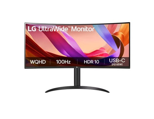 LG 34' UltraWideâ¢ 100Hz WQHD Curved (1800R) Monitor, 3440x1440, 3-side Virtually Borderless Design, sRGB 99%, HDR10, USB-C 65W PD