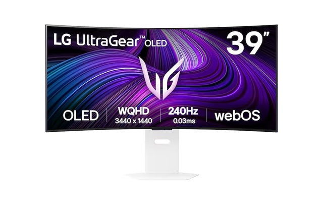 LG 39' UltraGear  OLED 240Hz WQHD Curved Smart Gaming Monitor, 3440Ã1440, 0.03ms, 800R, DCI-P3 98.5%, HDR10, G-SYNC, FreeSync Premium, USB-C, 65W