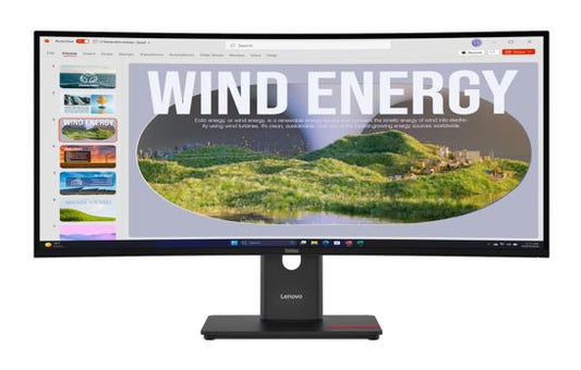 LENOVO ThinkVision T34WD-40 34' 120Hz WQHD Monitor 1500R Curve 4K 3440x1440 21:9 Height Adjustable Tilt Swivel USB-C Dock 100W PD DP HDMI LAN 3xUSB-A
