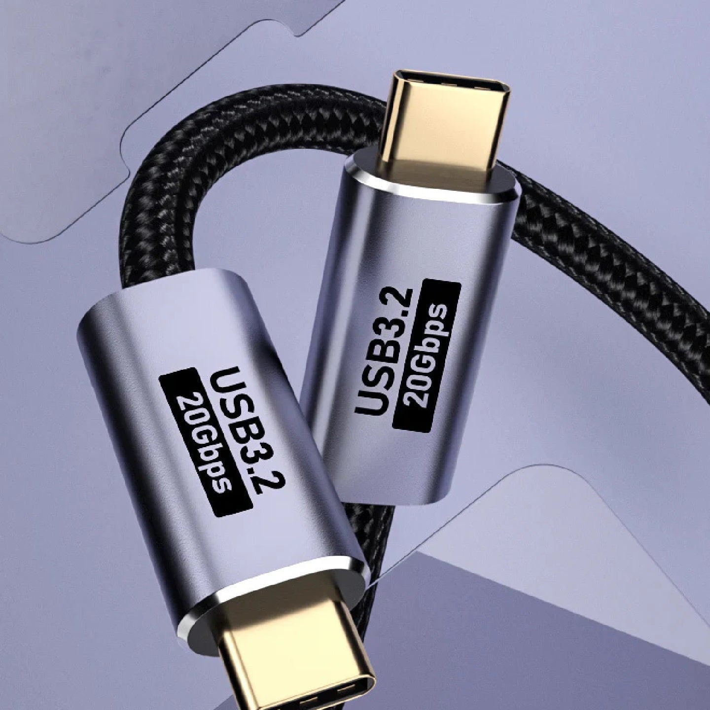 USP BoostUp Cafule Braided USB-C to USB-C (3.2 Gen 2x2) Charge & Video Cable (2M) - Black, 5A/100W PD, 20Gbps, 8K/60Hz, 2 Years Warranty
