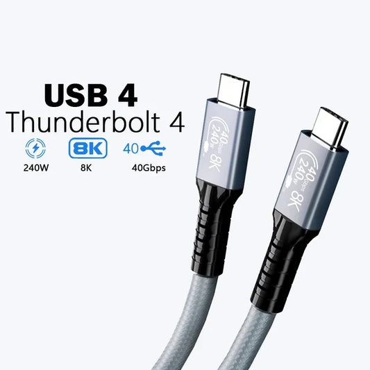 USP BoostUp Hyperlink USB4 USB-C to USB-C Cable (1M) Black - USB4 - 40Gbps,240W, 8K (60Hz)/4K (144Hz), Fast Charge, 5 Years Warranty