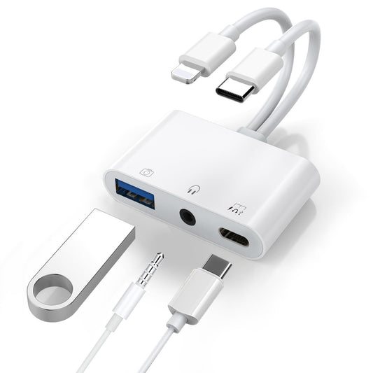 USP Lightning/USB-C to USB Adapter features a USB OTG Port, 3.5mm Headphone Jack & Fast-charging Port, 2 Years Warranty