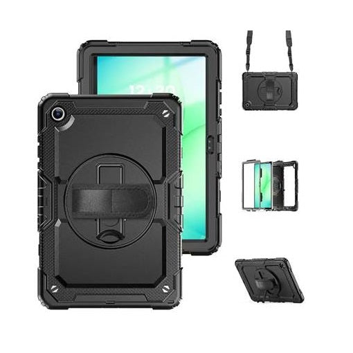 USP Rugged Samsung Galaxy Tab A11+ / Tab A9+ (11') Case Black - Built-in-Kickstand, Hand & Shoulder Strap, DropProof, 3 Years Warranty