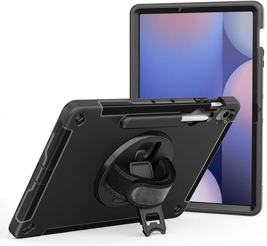 USP Rugged Samsung Galaxy Tab S10 FE+ (13.1') Case Black -  Built-in-Kickstand, Hand & Shoulder Straps, DropProof, 3 Years Warranty
