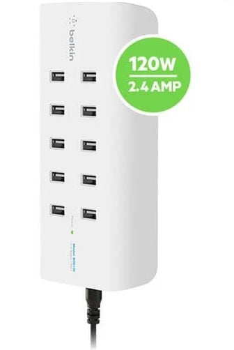 Belkin RockStarâ¢ 10-Port USB-A Charging Station - White (B2B139au), Intelligent Charging,120W, Overcurrent protection, CEW $5000, 2 Years Warranty