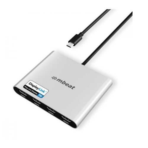 mbeatÂ® USB-C Quad 4K HDMI DisplayLinkÂ® Adapter with PD Pass-through  Quad 4K@60Hz 4 Ã HDMI 2.0  1 Ã USB-C 3.1 1 Ã USB-C PD 3.0 Supports up to 90W