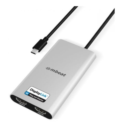 mbeatÂ® USB-C Dual 4K HDMI DisplayLinkÂ® Adapter with PD Pass-through  Dual 4K@60Hz 2 Ã HDMI 2.0  1 Ã USB-C 3.1 1 Ã USB-C PD 3.0 Supports up to 90W