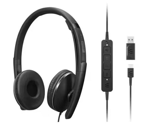 LENOVO Lenovo Wired ANC Headset Gen 2 Lightweight USB-C  to USB-A ctive noise cancelling with EPOS BrainAdaptâ¢ and ActiveGardÂ® Teams certified 2YR WTY
