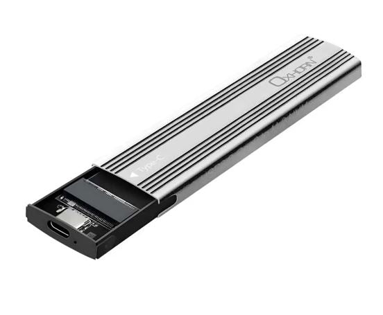Oxhorn  USB C 3.2 Gen 2 M.2 NVMe NGFF Enclosure 10 Gbps B+M Key M.2 NVMe SSD up to 4TB 2280/2260/2242/2230 Aluminum Macs Windows USB-A Silver 2 YR WTY