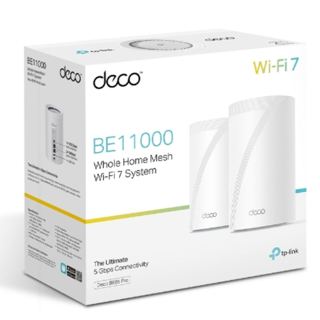 ((AMAZON ONLY))TP-Link Deco BE65 Pro(2-pack) BE11000 Whole Home Mesh WiFi 7 System, 688 Mbps at 2.4 GHz + 4320 Mbps at 5 GHz + 5760 Mbps at 6 GH