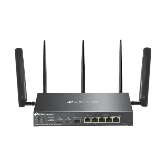 (CH)TP-Link ER706W-4G Omada 4G+ Cat6 AX3000 Gigabit VPN Router, 4G+, Dual Band Wi-fi 6, 6 Gigabit Ports (5 RJ45+1 SFP), 5 High-Gain Detach Ant.