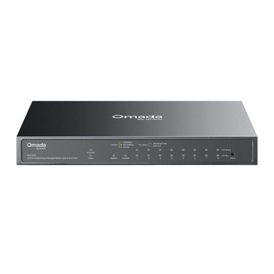 TP-Link ES210GP Omada 10-Port Gigabit Easy Managed Switch with 8-Port PoE+,  8Ã Gigabit PoE+ Ports, 1x Gigabit Non-PoE Ports, 1Ã Combo Gigabit RJ45/SF