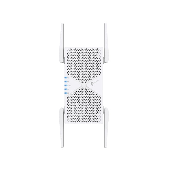 TP-Link RE405BE BE6500 Dual-Band Wi-Fi 7 Range Extender with BE6500 speeds, MLO, 160MHz, 4Ã antennas, EasyMesh, and 2.5G Ethernet port