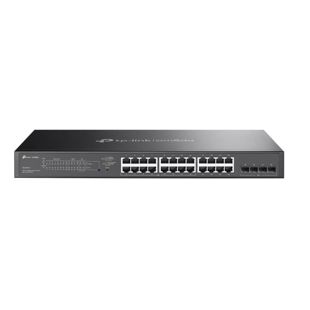 TP-Link SG2428LP Omada 28-Port Gigabit Smart Switch with 16-Port PoE+, 16Ã Gigabit 802.3af/at PoE+ ports, 8Ã Gigabit non-PoE RJ45 ports and 4Ã Gigabit