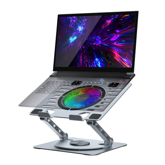 mbeatÂ® Stage S8 Rotating Laptop Stand with RGB Cooling Fan and USB Ports Material: Aluminium alloy Package Weight: 1.08kg