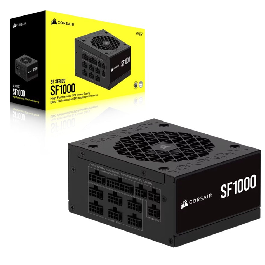 Corsair SF Series SF1000 Fully Modular 80 PLUS Platinum SFX Power Supply (AU) â 1000W, 92mm FDB, 4ÃPCIe, 8ÃSATA, 2ÃEPS, Type 5, 100K hrs, ATX 3.1