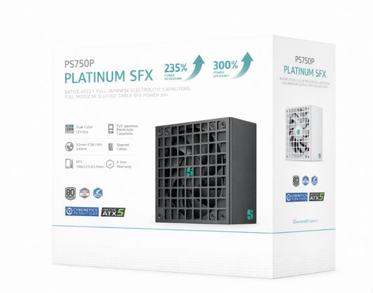 DeepCool PS750P 750W Gamer Storm SFX12V V4.1 & ATX12V V3.1M Full Japanese Electroyltic Capacitors, Cybenetics Platinum/PPLP 115V Platinum