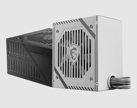 MSI MAG A650BNL WHITE 650W PSU, 80 PLUS Bronze, Active PFC, 120mm Hydro Bearing Fan, Non-Modular, 2x PCIe 6+2, 5x SATA, OCP/OVP/OPP/SCP, ATX, 2x EPS